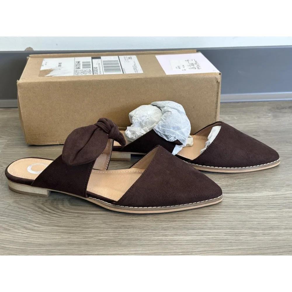 Journee Collection Footwear, Telulah Brown Mule Flats,‎ Womens Size 8